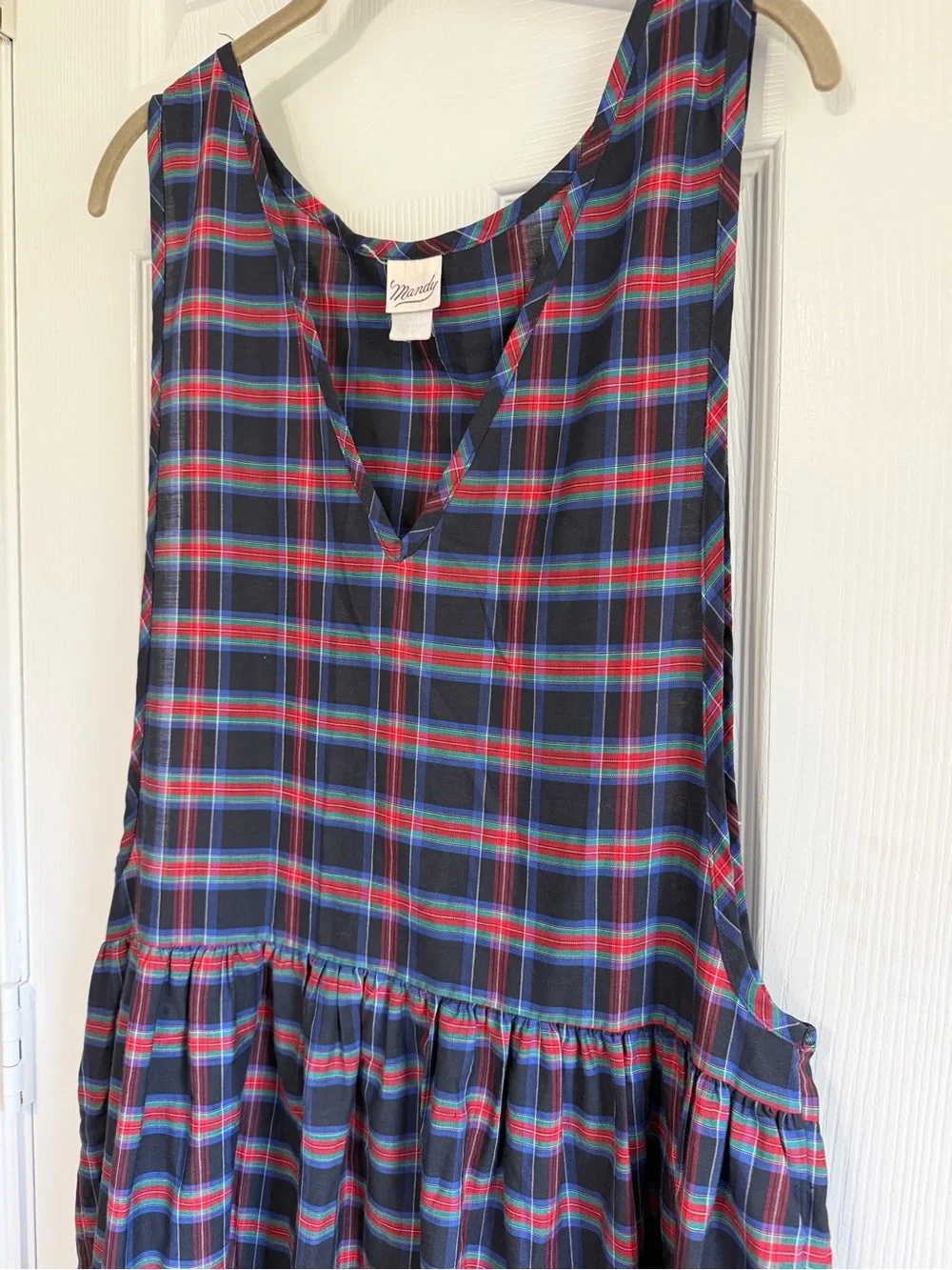 Vintage 90’s Mandy Plaid Maxi Dress Womens M dark academia Prairie Pinafore